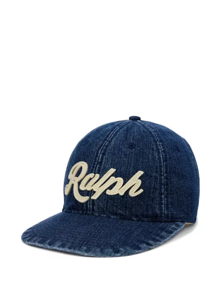 Șapcă Polo Ralph Lauren cu decolteu în V cu autograf în carouri albastru