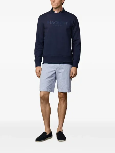 Pulover Hackett London cu decolteu rotund albastru
