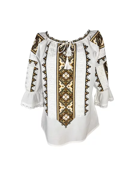 Rody’s forever Bluză tradițională Oktoberfest Damenbluse weiß/beige L' alb