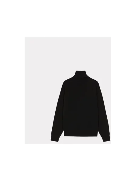 Sweter z golfem Kenzo wełniany w kwiatki do golfa czarny