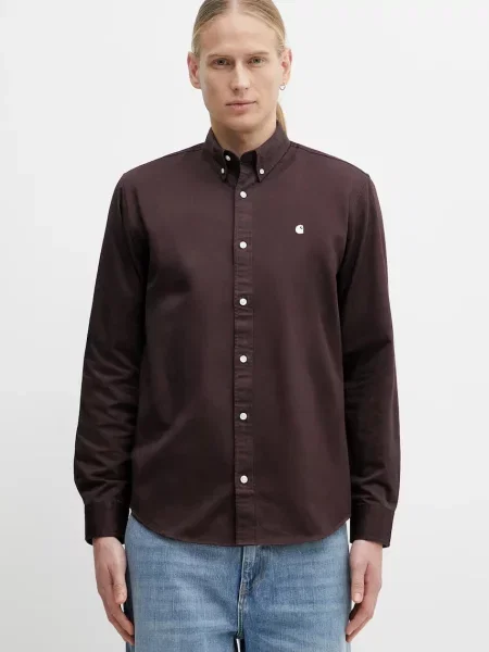 Carhartt Wip Košile Madison Regular Fit tmavě hnědá