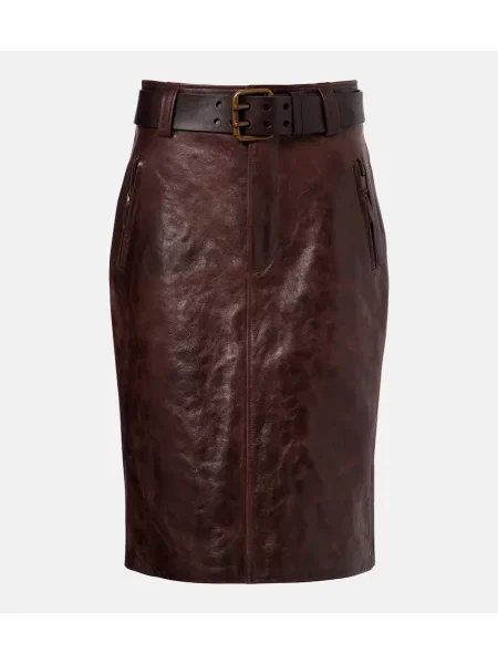 Usnjeno krilo Saint Laurent rjava