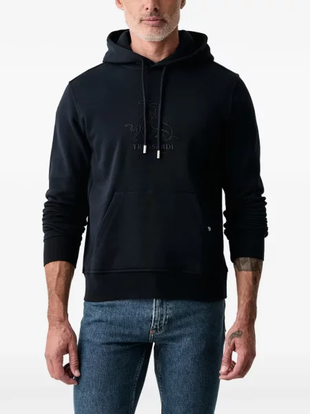 Bluza z kapturem Trussardi z naszywkami niebieska