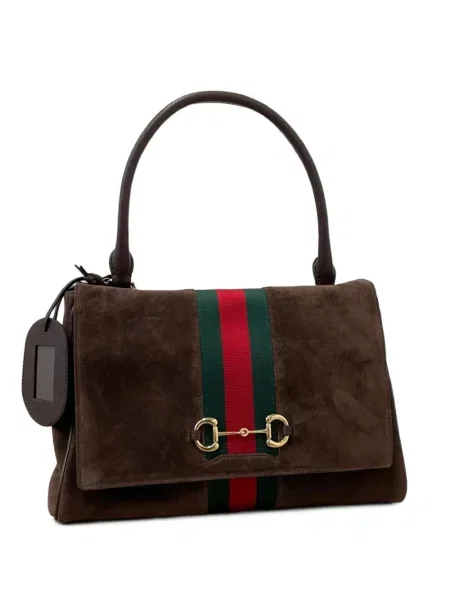 Τσάντα shopper Gucci σουέτ καφέ