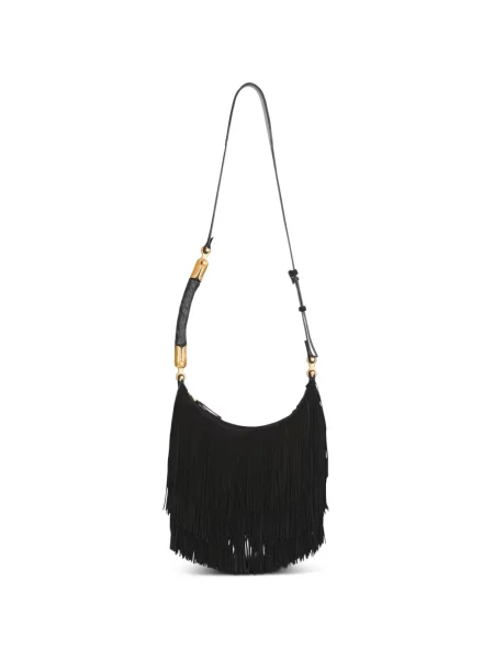 Geanta hobo Balmain din piele de căprioară negru