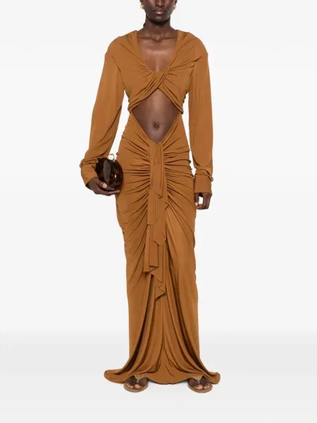 Rochie maxi Christopher Esber drapată maro