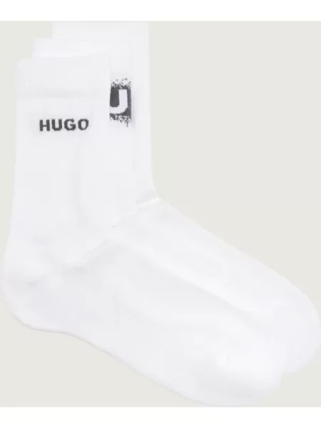 Hugo Bodywear Șosete SPRAY LOGO CC alb