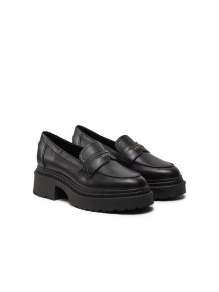 Loafersy Guess skórzane czarne