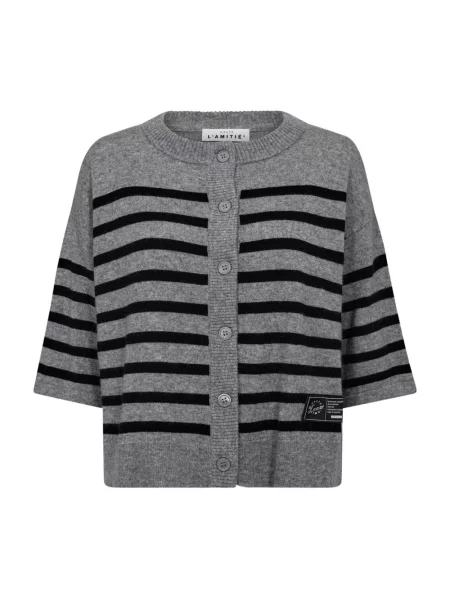 Sweter Haute L'amitié wełniany w paski z paskiem czarny