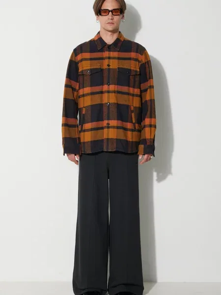 Norse Projects koszula Julian Organic Heavy Twill Overshirt relaxed z kołnierzykiem klasycznym żółty