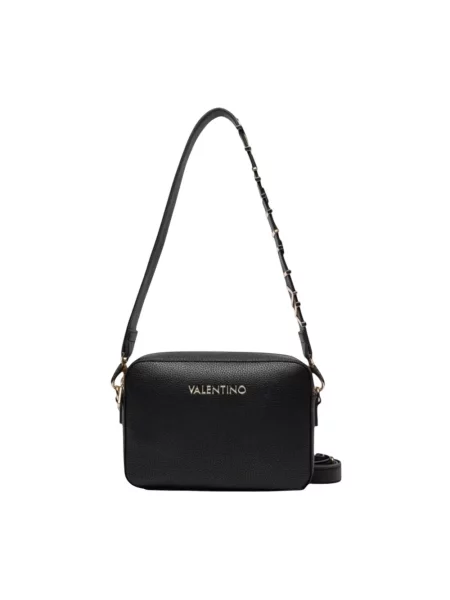 Lniana torebka Valentino By Mario Valentino czarna