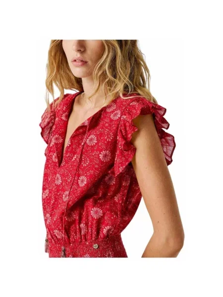 Rochie din denim Pepe Jeans roșu