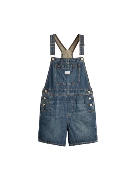 Levi's ogrodniczki jeansowe UTILITY SHORTALL niebieski