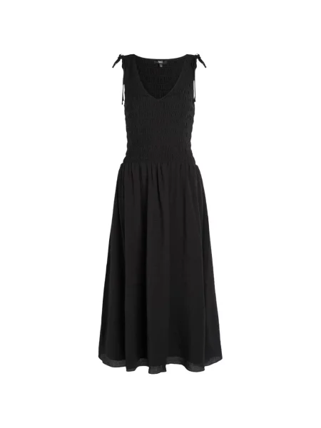 Rochie midi Paige cu decolteu în V de costum negru