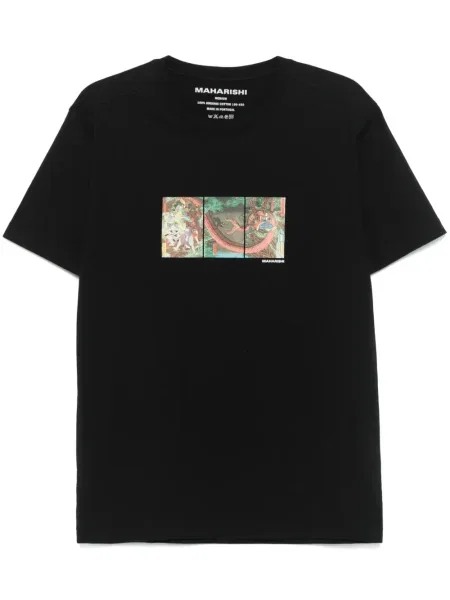 Tricou Maharishi cu model piele de șarpe negru