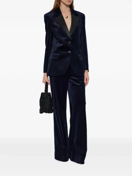 Sacou Victoria Beckham de catifea albastru