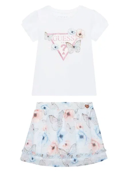 Guess Komplet t-shirt i spódniczka biały