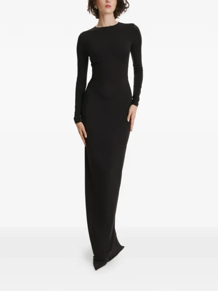 Rochie maxi 2310 Studio cu mâneci lungi lungă de costum negru