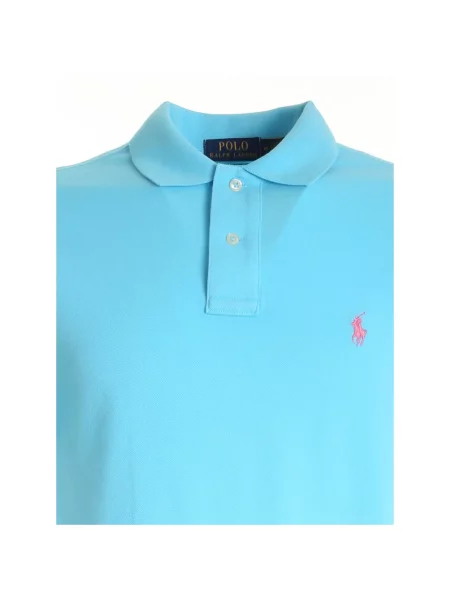 Lniana koszulka polo Polo Ralph Lauren z krótkim rękawem klasyczna niebieska