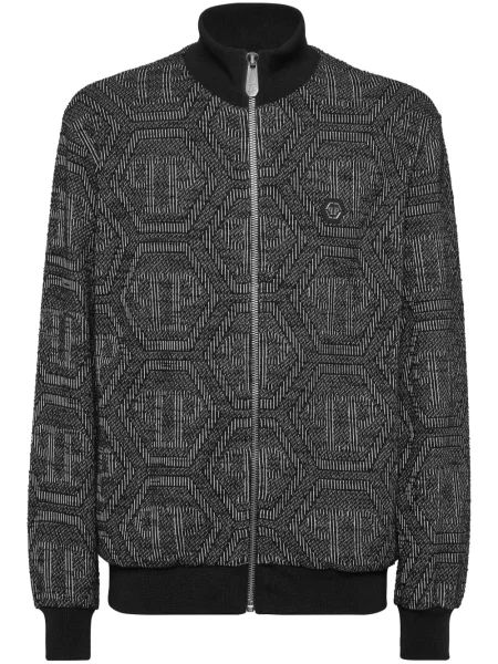 Geacă bomber Philipp Plein din jacard negru