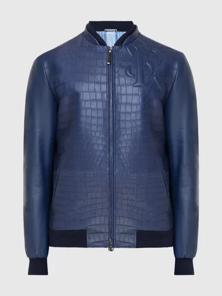 Кожаная куртка Stefano Ricci синяя