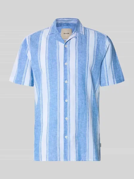 Koszula o kroju regular fit z mieszanki bawełny i lnu model CAIDEN' Only & Sons niebieska