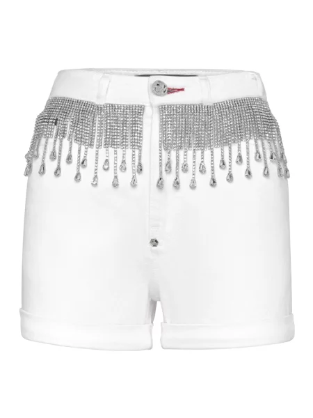 Spodnie Philipp Plein z frędzli białe