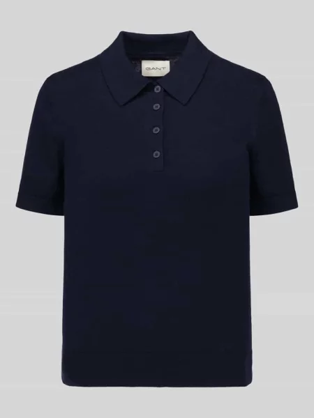 Koszulka polo o kroju regular fit z mieszanki bawełny i kaszmiru Gant granatowa