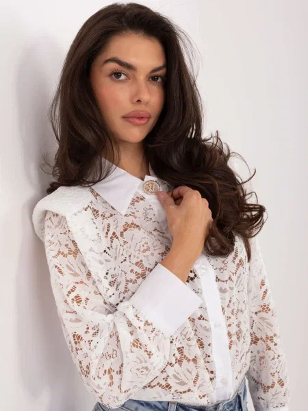 Bluză Italy Moda din dantelă alb