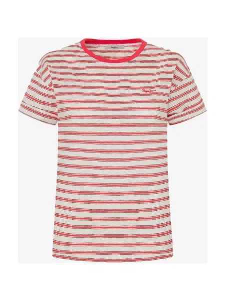 Koszulka Pepe Jeans Hagar krótki rękaw czerwono-biała XS biała