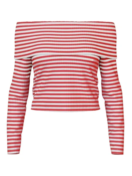 PIECES Tricou LAYA roșu alb