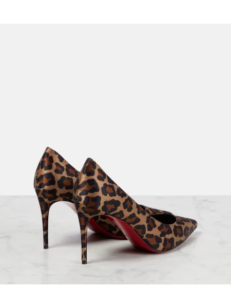 Saténové lodičky Christian Louboutin s potlačou s leopardím vzorom