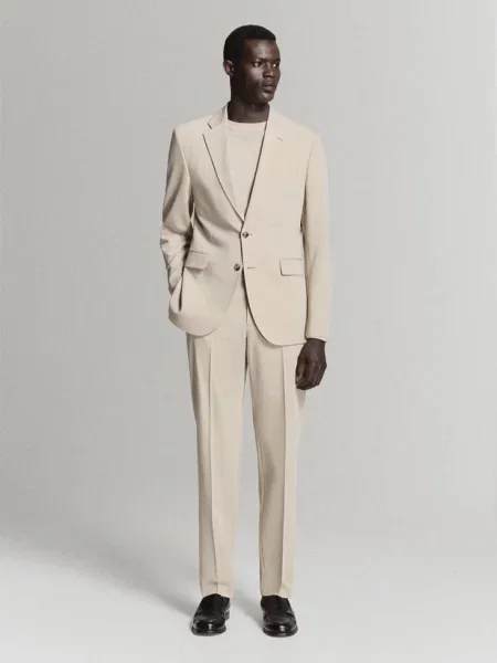 Marynarka garniturowa Milan slim fit Mężczyzna 56 MANGO MAN beżowy