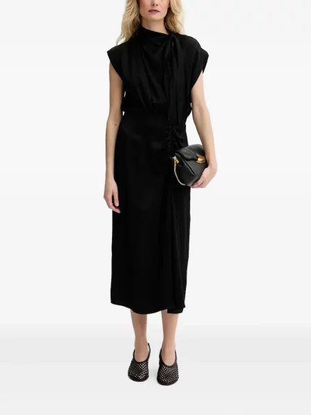 Sukienka midi Sessun do kolan garniturowa czarna