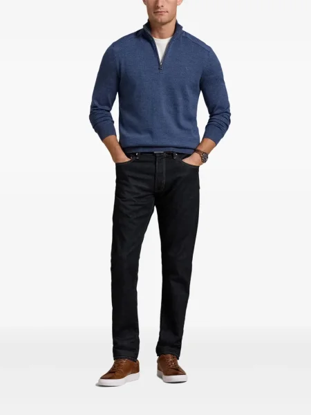 Slip de baie Polo Ralph Lauren cu broderie din piele de căprioară în carouri albastru
