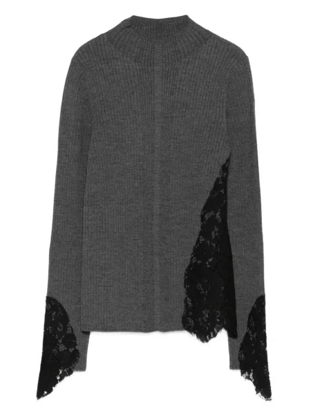 Pulover Pinko din dantelă gri