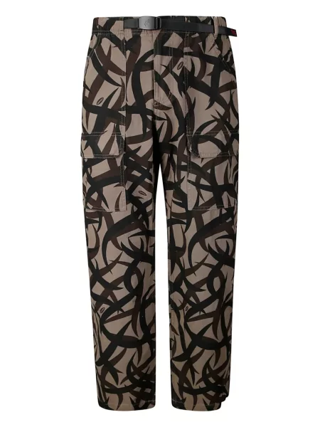 Pantaloni Gramicci cu imagine cu imprimeu abstract maro