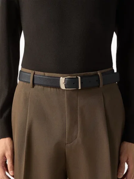 Cu centură curea Zegna din piele negru