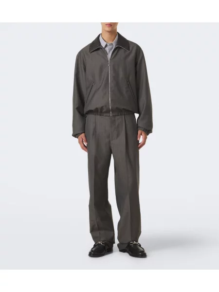 Pantaloni Bottega Veneta de lână gri