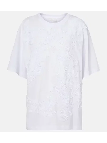Tricou Dries Van Noten cu broderie alb