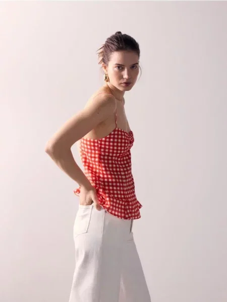 Koszula Reserved w kratkę pomarańczowa