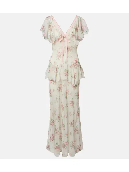 Rochie maxi Dôen de mătase cu model floral