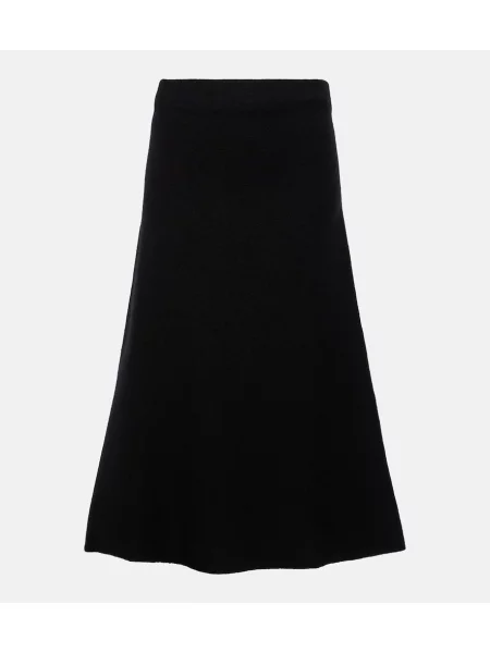 Fustă midi Jil Sander de lână până la genunchi negru
