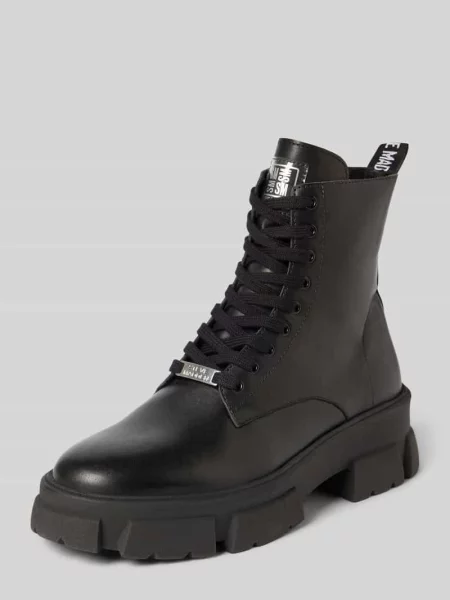 Kozaki sznurowane z detalami z logo Steve Madden czarne