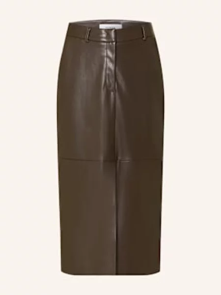 Comma Spódnica Z Imitacji Skóry braun