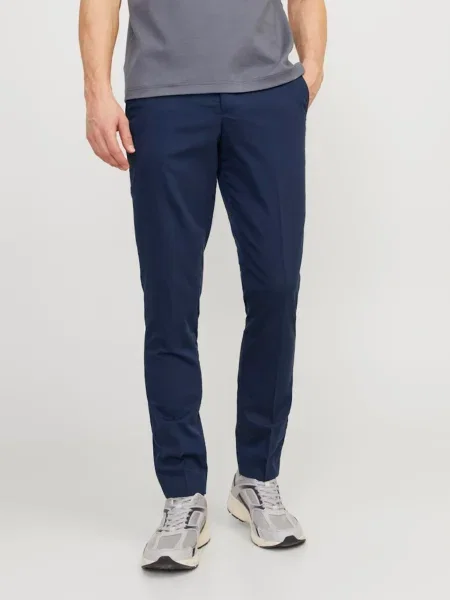 JACK & JONES Nohavice s pukmi Franco námornícka modrá
