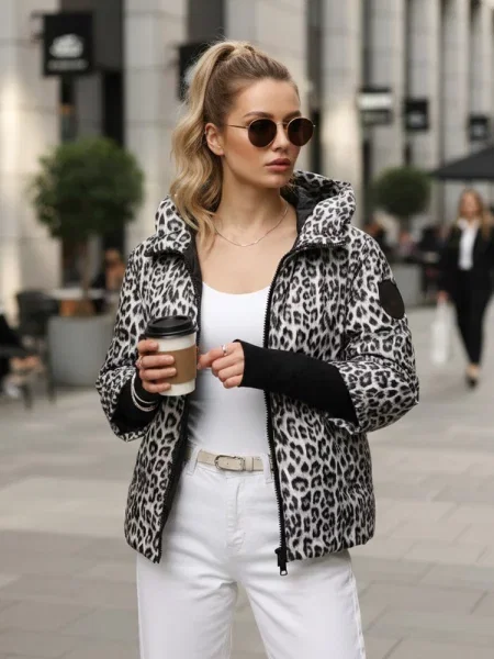 Geacă Dstreet cu model leopard matlasată