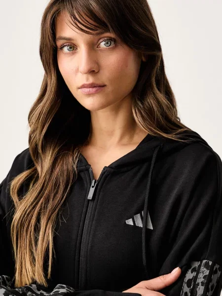 Леопардовый свитер Adidas с капюшоном