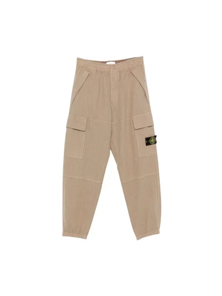 Spodnie cargo Stone Island wełniane z kamieniami beżowe