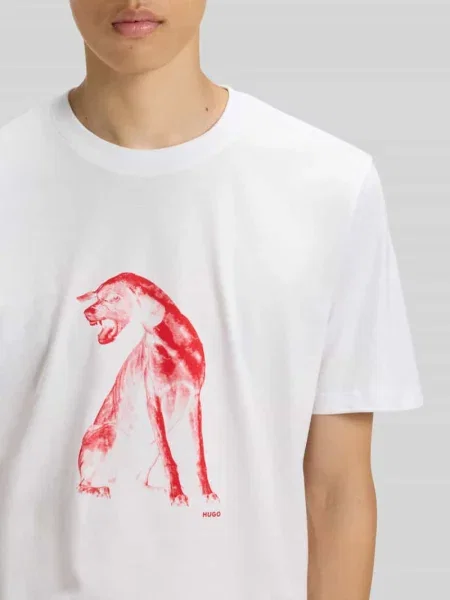 T-shirt o kroju regular fit z czystej bawełny Hugo biała